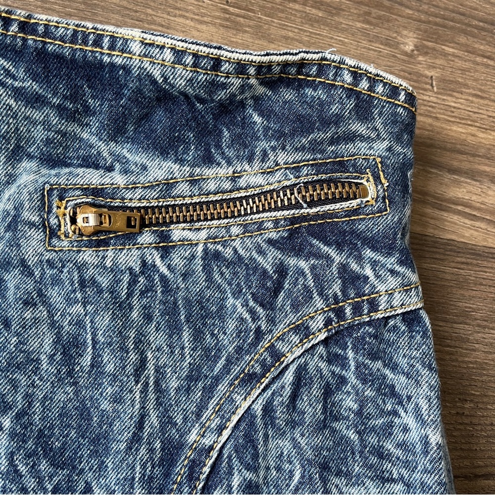 Vintage 80’s Chemin De Fer Acid Wash Midi Denim Pencil Skirt - Picture 3 of 7